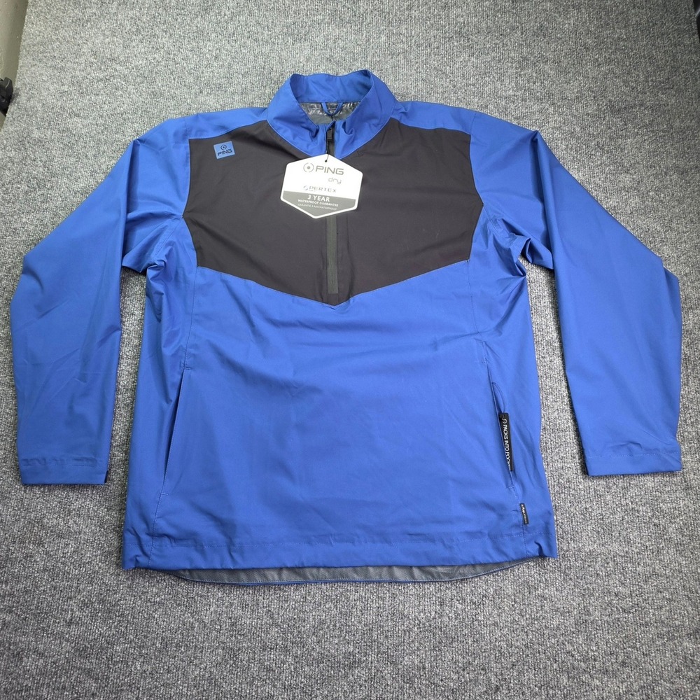 PING Zero Gravity Tour Jacket Mens XL Blue Black 1/2 Zip Waterproof P03340